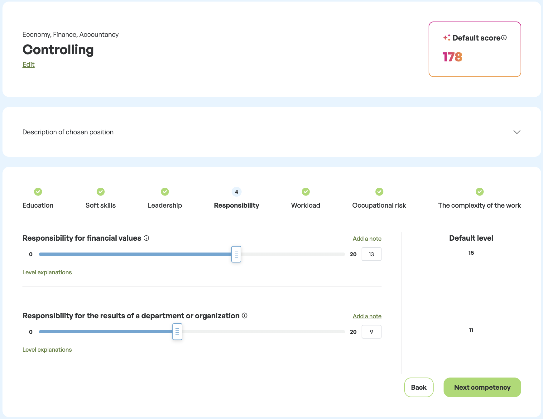 Competency model screenshot